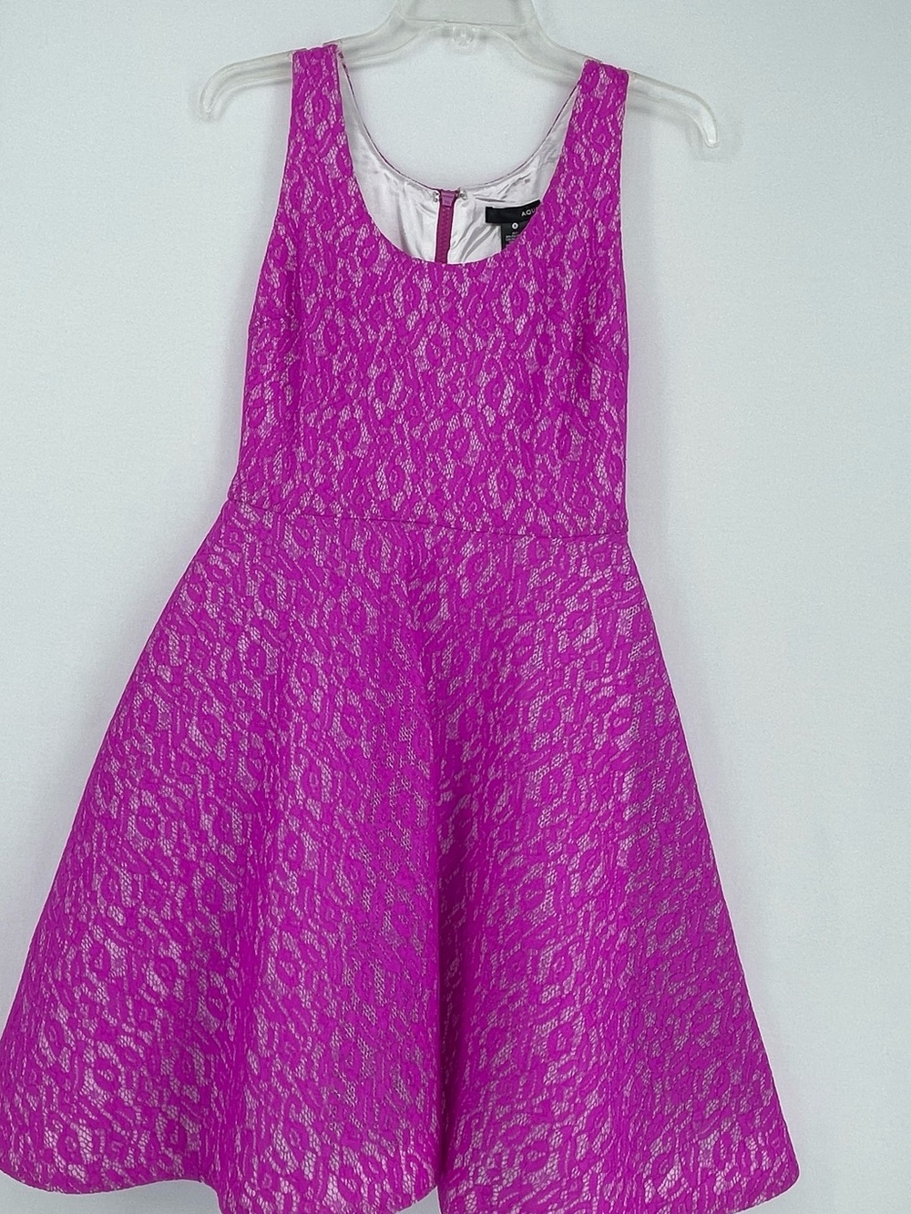 Aqua Neon Pink Fit & Flare Lace Party Dress